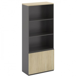 PROJECT Βιβλιοθήκη Γραφείου, 3 Ράφια, Ντουλάπι Δίφυλλο με 2 Ράφια, Απόχρωση Sonoma - Γκρι  80x40x200cm