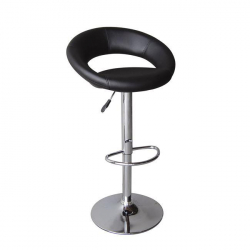 BELT Σκαμπό BAR με Πλάτη, Χρώμιο, PU Μαύρο, Ρυθμιζόμενο Ύψος, Περιστρεφόμενο  54x49x61/82-82/103cm