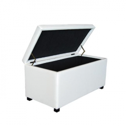 DENISE Σκαμπό με Αποθηκευτικό Χώρο - Ταμπουρέ, PU Εκρού  88x43x45cm