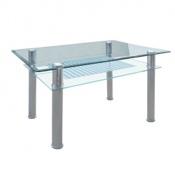 VERON Τραπέζι Τραπεζαρίας Κουζίνας Inox - Γυαλί  90x60x75cm