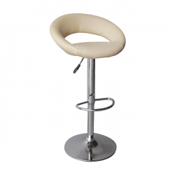 BELT Σκαμπό BAR με Πλάτη, Βάση Χρώμιο, PU Μπεζ, Ρύθμιση Ύψους, Περιστρεφόμενο  54x49x61/82-82/103cm