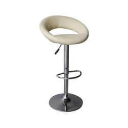 BELT Σκαμπό BAR με Πλάτη, Βάση Χρώμιο, PU Μπεζ, Ρύθμιση Ύψους, Περιστρεφόμενο  54x49x61/82-82/103cm