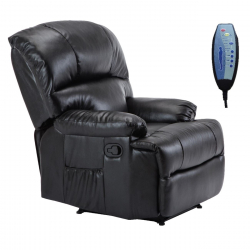 SPACE Πολυθρόνα Massage Σαλονιού - Καθιστικού PU Μαύρο  88x93x102cm