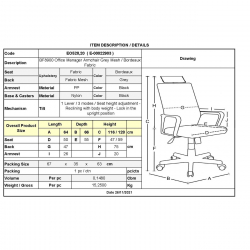BF8900 Πολυθρόνα Γραφείου Διευθυντή, Mesh Γκρι, Ύφασμα Μπορντώ  64x66x116/128cm