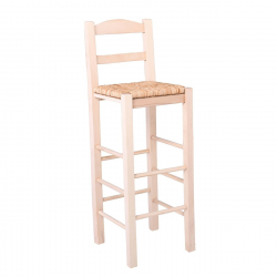 ΣΙΦΝΟΣ Σκαμπό BAR με Πλάτη, Οξιά Άβαφο με Ψάθα Αβίδωτη  36x37x76/107cm