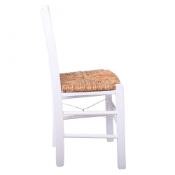 ΣΙΦΝΟΣ Καρέκλα Οξιά Βαφή Εμποτισμού Λάκα Άσπρο, Κάθισμα Ψάθα  41x45x88cm