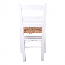 ΣΙΦΝΟΣ Καρέκλα Οξιά Βαφή Εμποτισμού Λάκα Άσπρο, Κάθισμα Ψάθα  41x45x88cm
