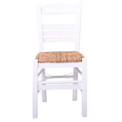 ΣΙΦΝΟΣ Καρέκλα Οξιά Βαφή Εμποτισμού Λάκα Άσπρο, Κάθισμα Ψάθα  41x45x88cm