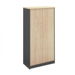 ΝΤΟΥΛΑΠΑ-Α Γραφείου Δίφυλλη, 4 Ράφια, Απόχρωση Dark Grey - Beech  80x40x172cm