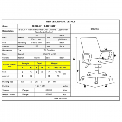 BF2101-F Πολυθρόνα Γραφείου με Aνάκλιση, Μέταλλο Χρώμιο Mesh Λαχανί - Μαύρο  57x53x90/100cm