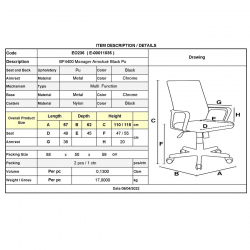 BF4400 Πολυθρόνα Διευθυντή Μέταλλο Χρώμιο - PU Μαύρο  57x62x110/118cm