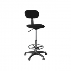 BF404 Σκαμπό Reception-Ταμείου με Πλάτη, Ύφασμα Μαύρο, Ρύθμιση Ύψους, Περιστρεφόμενο  42x40x97/117cm