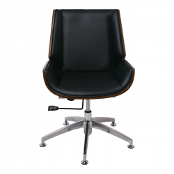 BF9860V Πολυθρόνα Επισκέπτη Μέταλλο Χρώμιο Καρυδί - Pu Μαύρο  65x66x82/90cm