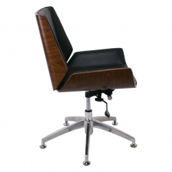 BF9860V Πολυθρόνα Επισκέπτη Μέταλλο Χρώμιο Καρυδί - Pu Μαύρο  65x66x82/90cm