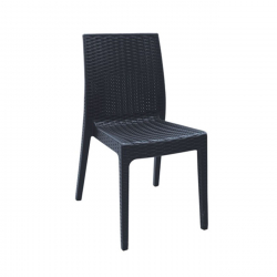 DAFNE Καρέκλα Τραπεζαρίας Κήπου Στοιβαζόμενη, PP Rattan Look UV Protection, Ανθρακί  46x55x85cm