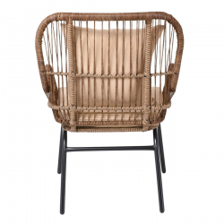 SALSA MAX Πολυθρόνα Μέταλλο Βαφή Μαύρο, Wicker Φυσικό, Μαξιλάρι Μπεζ  64x69x89cm