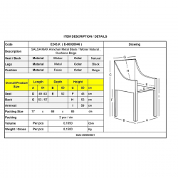 SALSA MAX Πολυθρόνα Μέταλλο Βαφή Μαύρο, Wicker Φυσικό, Μαξιλάρι Μπεζ  64x69x89cm