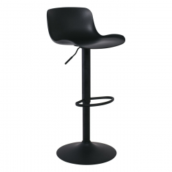 MOSS Σκαμπό BAR με Πλάτη, Μέταλλο Βαφή Μαύρο, PP Μαύρο, Ρύθμιση Ύψους, Περιστρεφόμενο  44x45x58/81-79/102cm