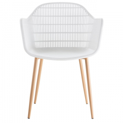 BERRY Πολυθρόνα Μέταλλο Βαφή Φυσικό, PP-UV Άσπρο  58x58x85cm