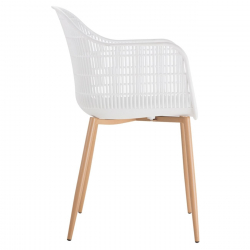 BERRY Πολυθρόνα Μέταλλο Βαφή Φυσικό, PP-UV Άσπρο  58x58x85cm