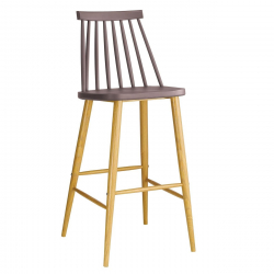 LAVIDA Σκαμπό BAR με Πλάτη, Μέταλλο Βαφή Φυσικό, PP Απόχρωση Sand Beige  43x49x76/107cm