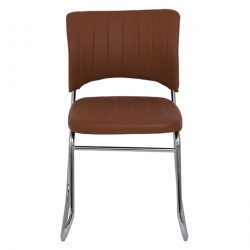 VENUS Καρέκλα Γραφείου Επισκέπτη, Στοιβαζόμενη Μέταλλο Χρώμιο, Pu Καφέ  52x52x83cm