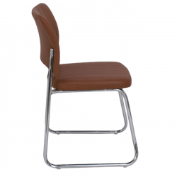 VENUS Καρέκλα Γραφείου Επισκέπτη, Στοιβαζόμενη Μέταλλο Χρώμιο, Pu Καφέ  52x52x83cm