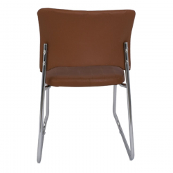 VENUS Καρέκλα Γραφείου Επισκέπτη, Στοιβαζόμενη Μέταλλο Χρώμιο, Pu Καφέ  52x52x83cm