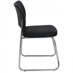 VENUS Καρέκλα Γραφείου Επισκέπτη, Στοιβαζόμενη Μέταλλο Χρώμιο, Pu Μαύρο  52x52x83cm