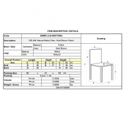CELINA Καρέκλα Μέταλλο Βαφή Φυσικό, Ύφασμα Καφέ  45x54x85cm