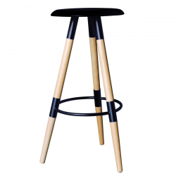 ART Σκαμπό BAR, Ξύλο Φυσικό, PP Μαύρο  37x37 H.78cm