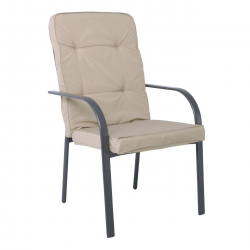 ASTOR Πολυθρόνα Κήπου - Βεράντας, Μέταλλο Βαφή Ανθρακί, Μαξιλάρι Μπεζ  60x77x104cm