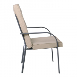 ASTOR Πολυθρόνα Κήπου - Βεράντας, Μέταλλο Βαφή Ανθρακί, Μαξιλάρι Μπεζ  60x77x104cm