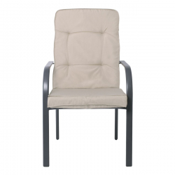 ASTOR Πολυθρόνα Κήπου - Βεράντας, Μέταλλο Βαφή Ανθρακί, Μαξιλάρι Μπεζ  60x77x104cm