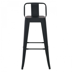 RELIX Σκαμπό Bar με Πλάτη, Μέταλλο Βαφή Μαύρο Εxtra Matte  44x44x76/94cm