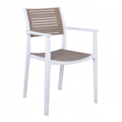 AKRON Πολυθρόνα PP-UV Άσπρο - Sand Beige  60x55x85cm