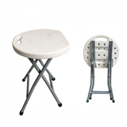 BLOW Σκαμπό Βοηθητικό - Πτυσσόμενο, Μέταλλο Βαφή Γκρι, HDPE Άσπρο  33x30x45cm