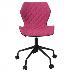 DAVID Καρέκλα Γραφείου PU Μαύρο, Ύφασμα Ροδί, Βάση Μέταλλο Βαφή Μαύρο  48x50x78/88cm