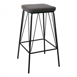 PANTON Σκαμπό BAR, Μέταλλο Βαφή Μαύρο, PU Απόχρωση Vintage Grey  43x43x76cm