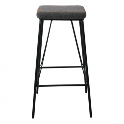 PANTON Σκαμπό BAR, Μέταλλο Βαφή Μαύρο, PU Απόχρωση Vintage Grey  43x43x76cm