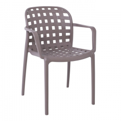 DENON Πολυθρόνα Στοιβαζόμενη PP-UV Καφέ Mocha  58x57x82cm