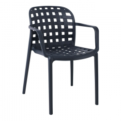 DENON Πολυθρόνα Στοιβαζόμενη PP-UV Ανθρακί  58x57x82cm