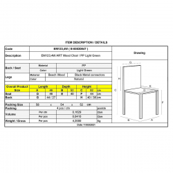 ART Wood Καρέκλα Τραπεζαρίας - Κουζίνας, Πόδια Οξιά, Κάθισμα PP Πράσινο - 1 Step K/D  46x52x82cm