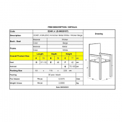 BALENO Πολυθρόνα Στοιβαζόμενη, Μέταλλο Βαφή Άσπρο, Wicker Beige  53x58x77cm