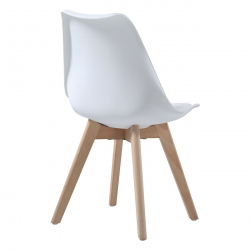 MARTIN Καρέκλα Τραπεζαρίας Κουζίνας, Metal Cross Ξύλο, PP Άσπρο, Αμοντάριστη Ταπετσαρία  48x56x82cm