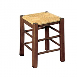 ΤΑΒΕΡΝΑΣ Σκαμπό Βοηθητικό, Οξιά Εμποτισμός Καρυδί, Κάθισμα Ψάθα  35x35x50cm