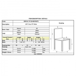 ART Καρέκλα Τραπεζαρίας Κουζίνας Μέταλλο Χρώμιο - PP Άσπρο  46x55x82cm