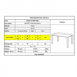 BALENO Τραπέζι Κήπου Βεράντας, Μέταλλο Βαφή Καφέ  110x60x71cm
