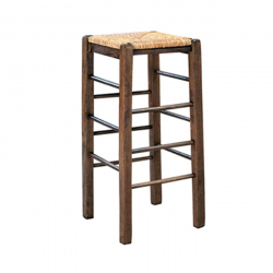 ΤΑΒΕΡΝΑΣ Σκαμπό BAR, Οξιά Εμποτισμός Καρυδί, Κάθισμα Ψάθα  35x35x80cm