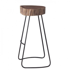 ATRIUM Σκαμπό BAR, Μέταλλο Βαφή Μαύρο, Ξύλο Ακακία Φυσικό  45x42x +/- 76cm